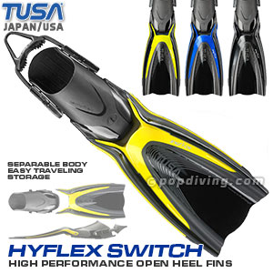 TUSA Japan Hyflex Switch Open Heel Diving Fins SF-0104