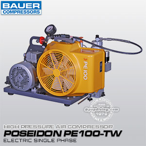 Kompresor Angin Bauer Poseidon PE-100 TW listrik, electric single phase 