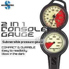 Scubapro console 2 in 1 depth pressure gauge SPG 05-023-210