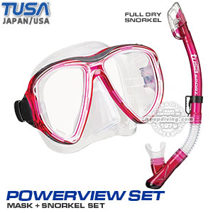 Tusa Japan Power view Mask + Snorkel Set Red
